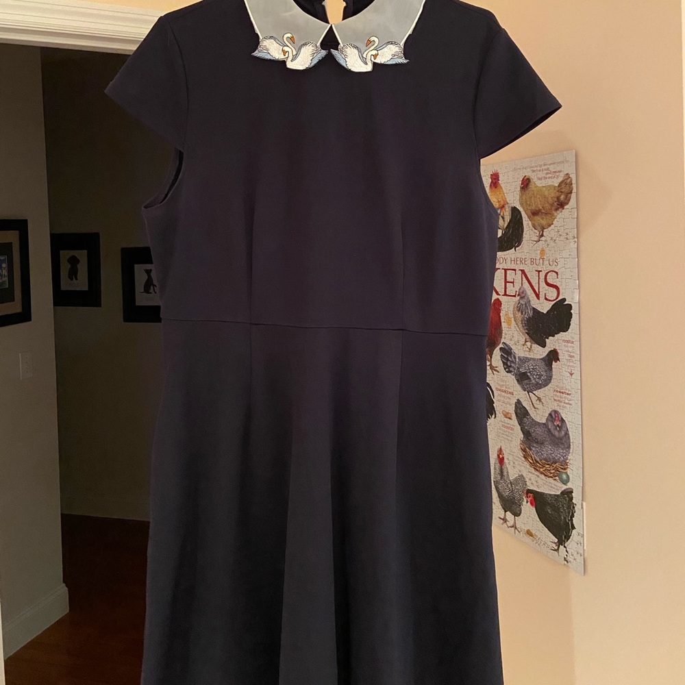 Louche Swan Collar Skater Dress